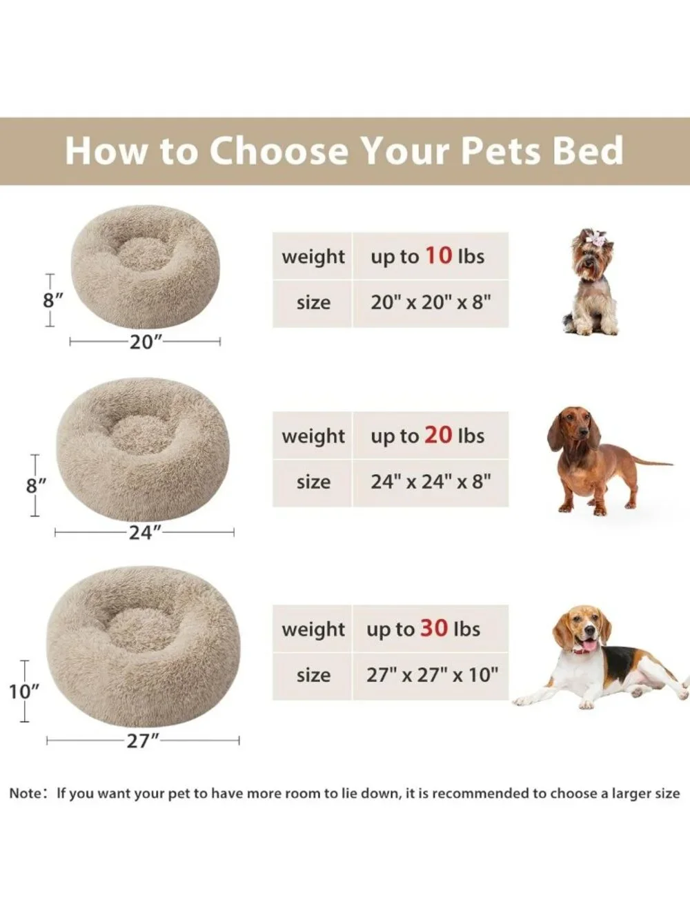 Cozy Anti-Anxiety Donut Pet Bed for Small Dogs & Cats, Fluffy Faux Fur Cushion